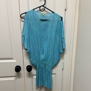 Anthropologie Teal Patterned Blouse